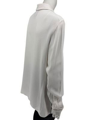 Akris Bergdorf Goodman White Textured Button-Front Blouse – Size 12