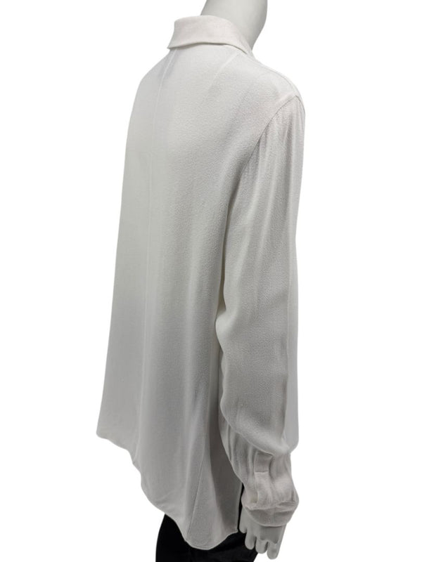 Akris Bergdorf Goodman White Textured Button-Front Blouse – Size 12