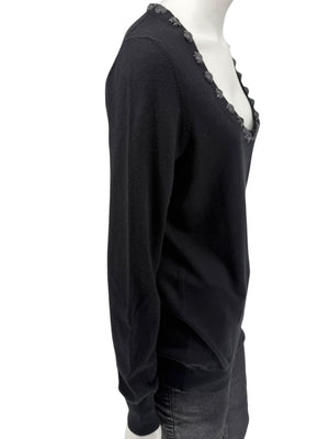 Burberry London Black Embellished Silk-Blend Sweater – Size L