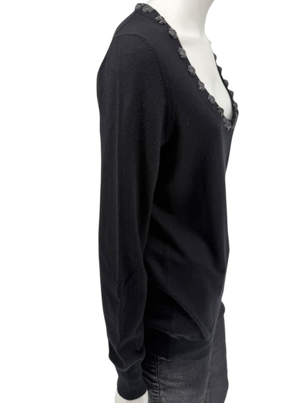 Burberry London Black Embellished Silk-Blend Sweater – Size L