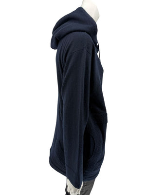 Chanel Navy Blue Cashmere Hoodie with Silver Hardware – Size 36