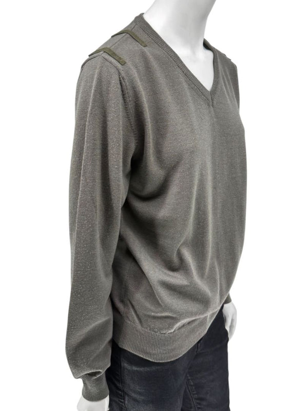 Burberry London Sage Green Merino Wool Military Sweater – Mens Size S