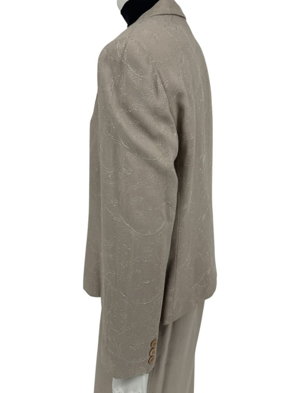 Oscar by Oscar de la Renta Taupe Embroidered Pantsuit – Size 14