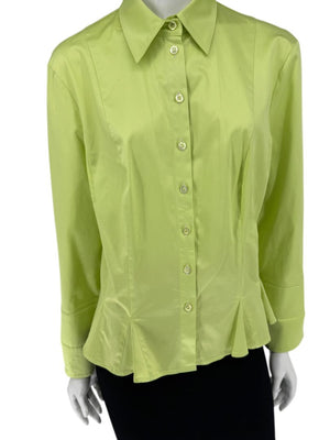Escada Lime Green Cotton Blend Tailored Blouse – Size 42