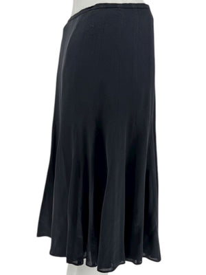 Armani Collezioni Black Silk A-Line Flounce Skirt –Size: 12