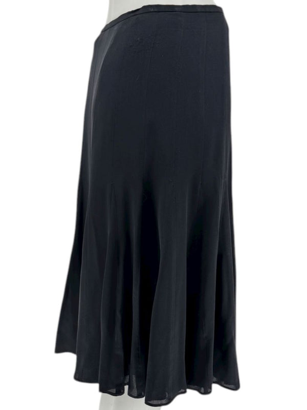 Armani Collezioni Black Silk A-Line Flounce Skirt –Size: 12
