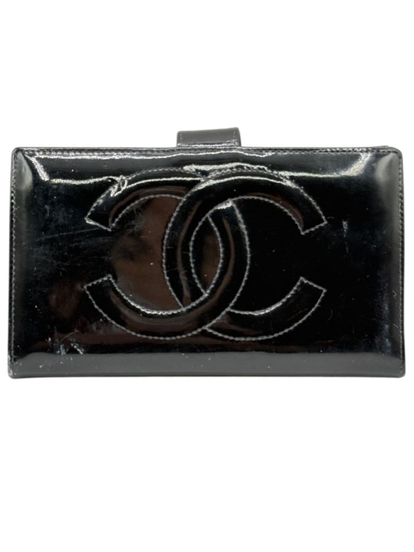 CHANEL Vintage Patent Leather CC Long Wallet – Black