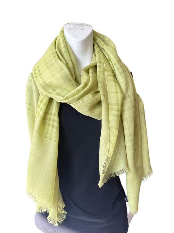 Lime Green Tonal Novacheck Silk Scarf