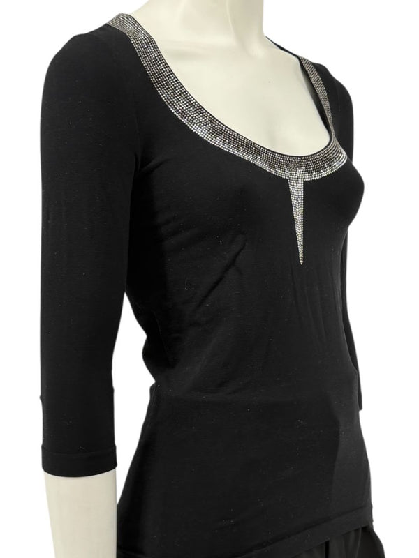Wolford Black Embellished Neckline Pullover – Size XS