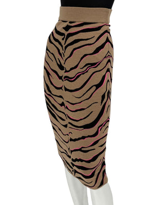 Stella McCartney Tan & Black Tiger-Stripe Knit Pencil Skirt – Size 34