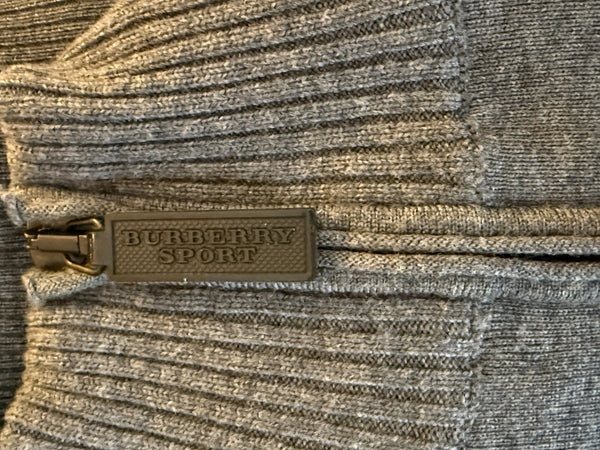 Burberry Sport Grey Wool Zip-Detail Turtleneck Sweater – Size: XS