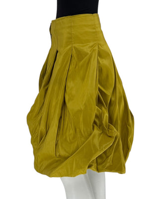 Pauw Amsterdam Chartreuse Silk Sculptural Skirt – Size 3