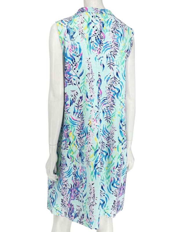 Lilly Pulitzer Aqua Multicolor Sleeveless Printed Shift Dress – Size XL