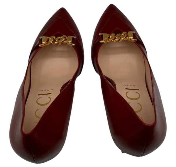Gucci Sylvie Chain Leather Pumps - Size 42- NWT