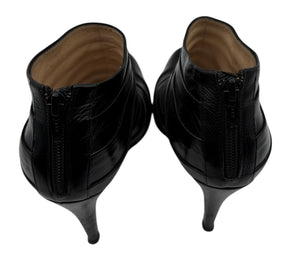 Christian Louboutin  Black Pleated Leather Orniron 100 Ankle Boots - Size 39