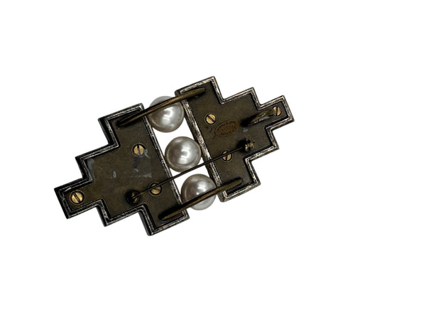 Lanvin Pearl and Crystal Brooch NIB