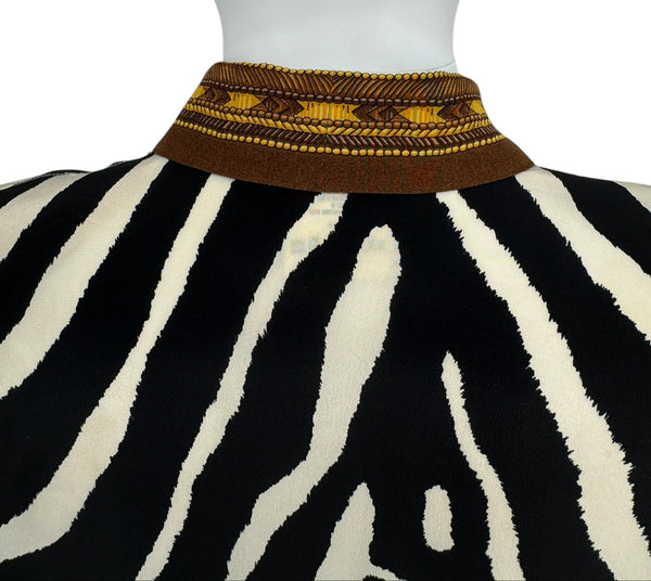 Escada Zebra Print Silk Blouse - Size 38