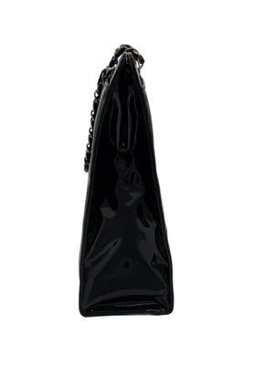 Chanel CC Turnlock Patent Tote with Silver Chain/Hardware