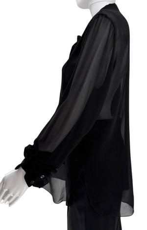Christian Dior Silk Ascot Bow Blouse - Size 42