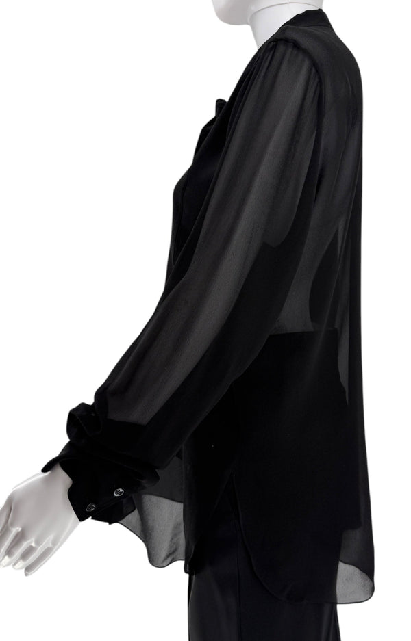 Christian Dior Silk Ascot Bow Blouse - Size 42