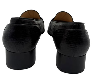 Salvatore Ferragamo Black Croc-Embossed Leather Loafers with Gold Gancini – Size 10.5 B (Made in Italy)