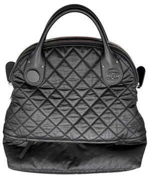 Chanel Black Quilted Coated Canvas Vertical Sport Weekender Bag