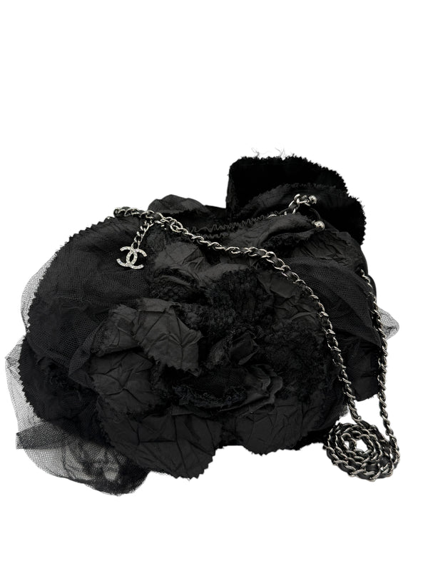 Chanel Satin Camellia Shoulder Bag