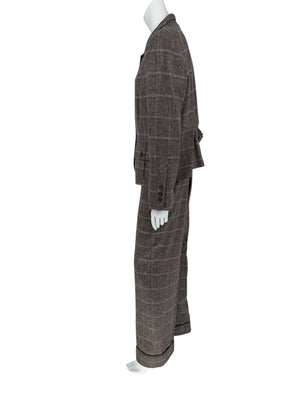 Zenobia Brown Plaid Wool Blend Pantsuit – Size 14