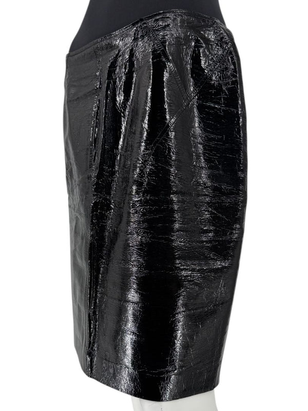 Emanuel Ungaro Liberté Crinkled Patent Leather Skirt – Size 12/46