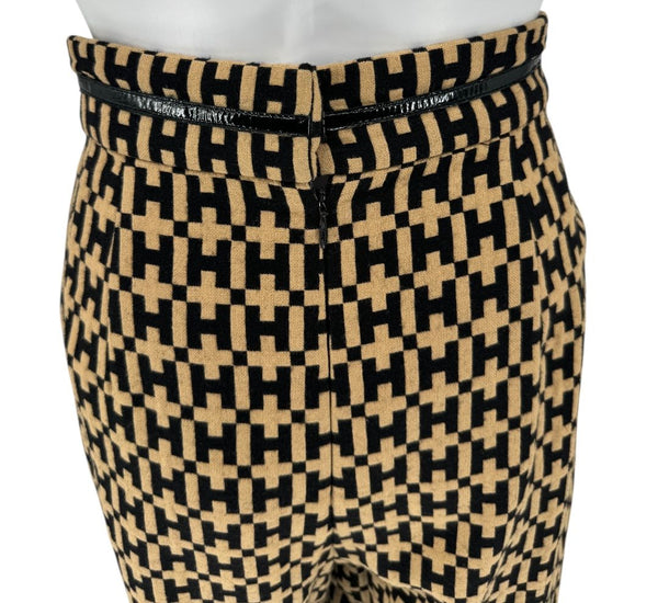 Halston “H” Patterned Straight-Leg Pants- Vintage