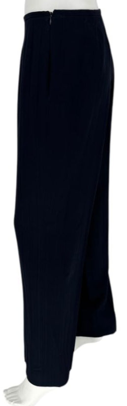 Armani Collezioni Navy Pinstripe Pantsuit with Corset-Style Waist Trim – Size IT 48