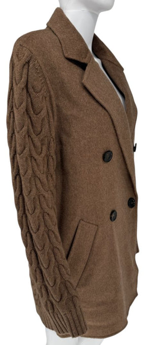 MaxMara Knit-Sleeve Wool-Cashmere Blazer Coat - Size M