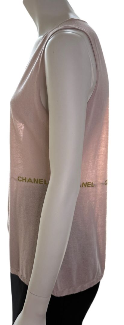 Chanel Pale Pink Cotton Logo Tank – Size FR 44 (US 10/12)