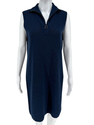 Akris Cashmere Knit Zip Dress in Navy – Size US 10 / FR 42