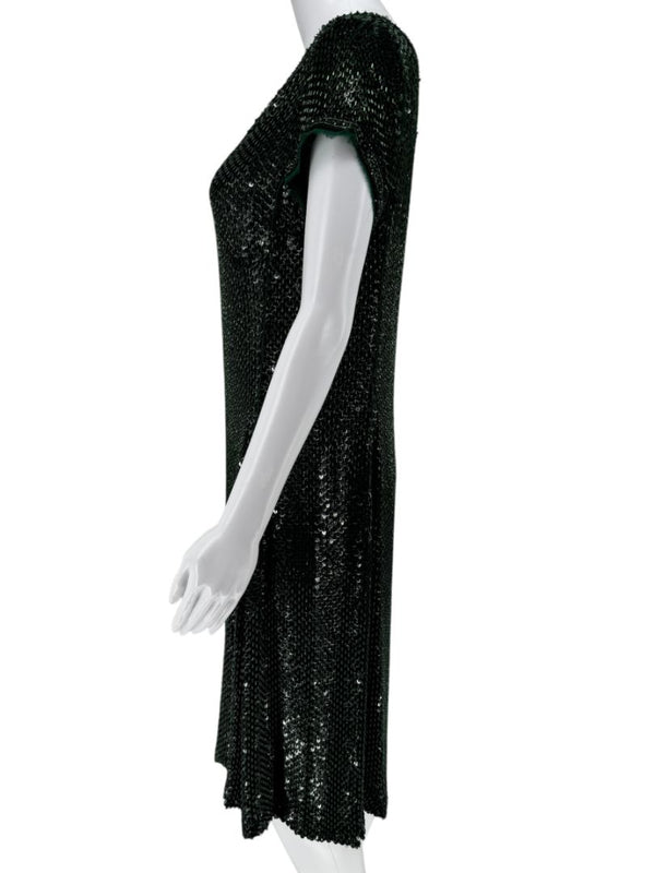 Pamella Roland Emerald Sequin Embellished Dress