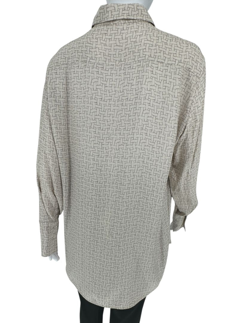 Kiton Woven Print Silk Blouse - L