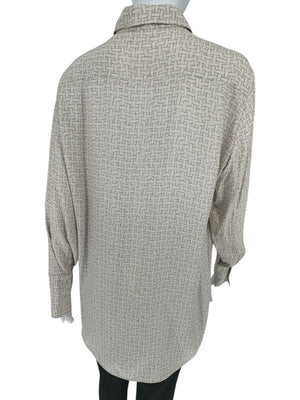 Kiton Woven Print Silk Blouse - L