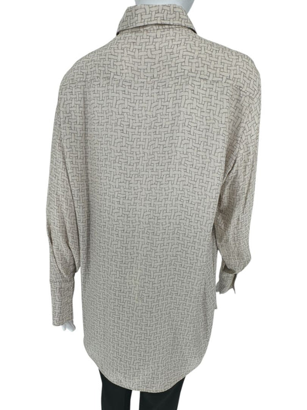 Kiton Woven Print Silk Blouse - L