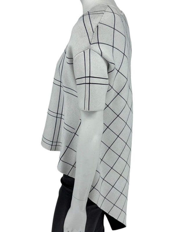 Derek Lam Asymmetrical Windowpane Knit Top - Size Medium