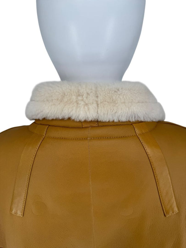 Saint Laurent Oversized Shearling Toggle Coat - Size 8
