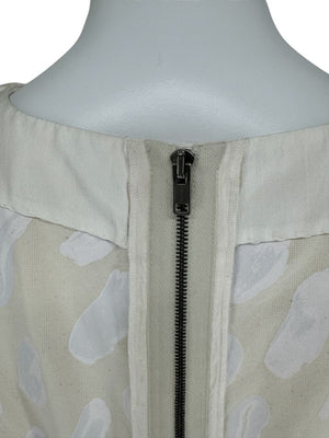 Marni Textured Cream Print Shift Dress with Silk Trim - Size 4