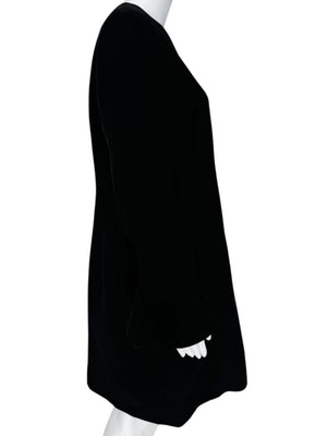 Valentino Black Crepe Ruffle Cuff Dress - Size 10