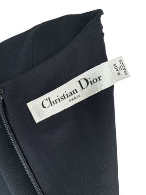 Christian Dior Navy Wool-Silk Dress with Lace Hem  - Size 12