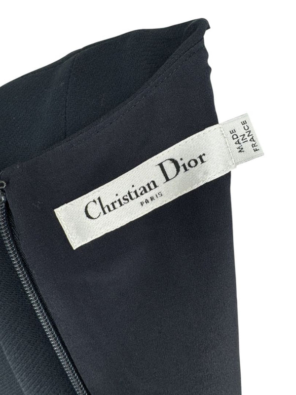 Christian Dior Navy Wool-Silk Dress with Lace Hem  - Size 12