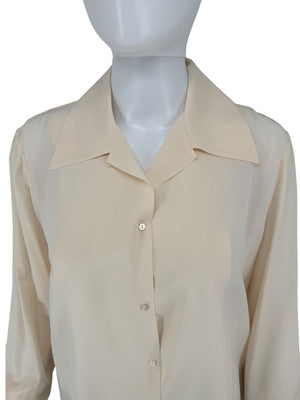 The Row Ivory Silk Button-Down Blouse - Size 6