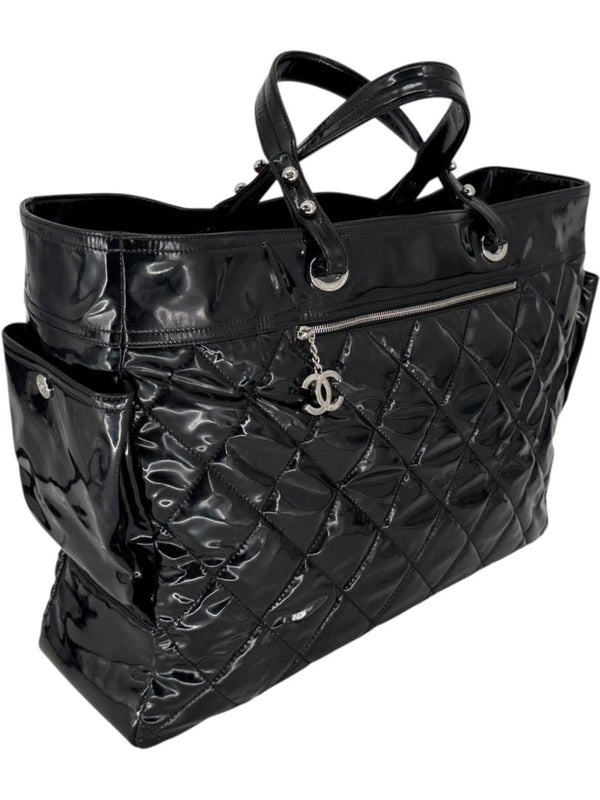 Chanel Paris-Biarritz XL Tote in Black Patent Vinyl