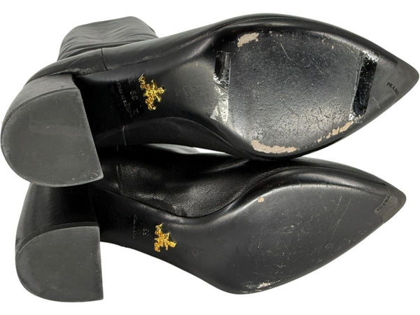 Prada Black Leather Knee-High Boots – Size 39.5
