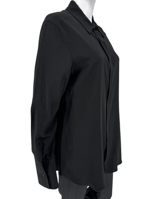 Sportmax Black Silk-Blend Concealed Placket Shirt – Size US 10 / IT 44