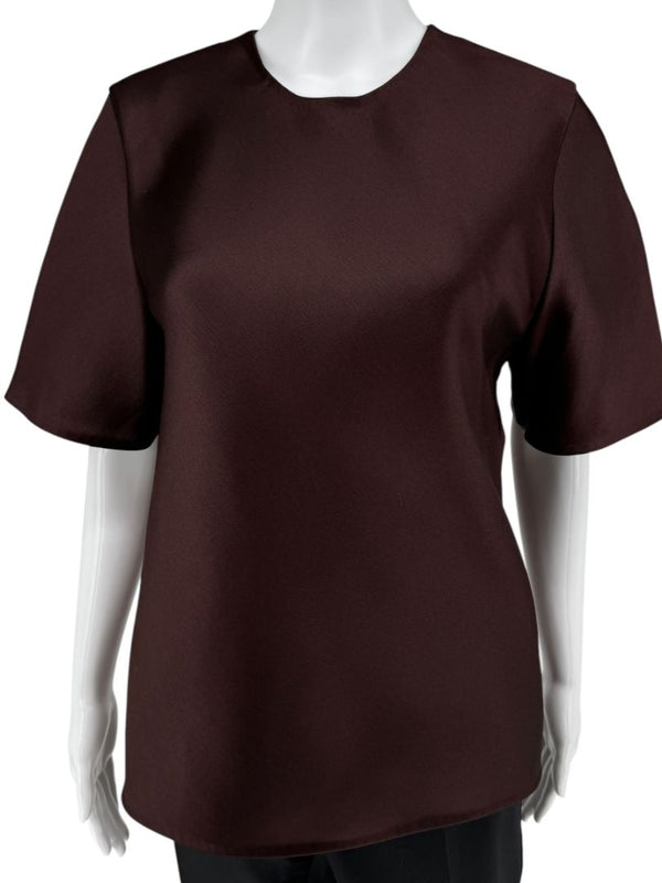 Alexander Wang Mahogany Short Sleeve Top with Fringed Back Detail