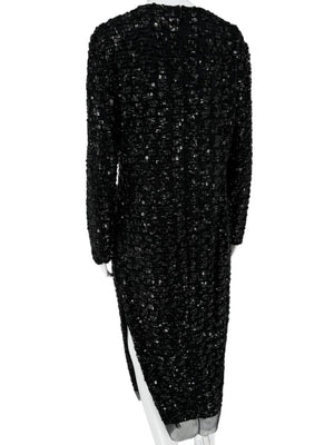Pamella Roland Black Beaded Long Sleeve Dress - Size L